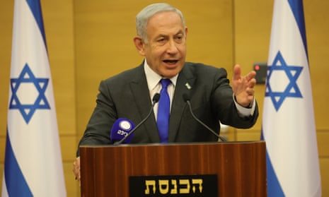 Israeli Prime Minister Benjamin Netanyahu addresses the participants of his Likud party faction meeting at the Knesset.