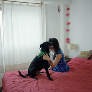 Sofia PÃ©rez, 35, and her dog Antonia. She had an illegal abortion when she was    31.