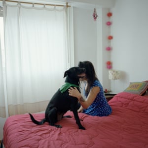 Sofia Pérez, 35, and her dog Antonia. She had an illegal abortion when she was 31.