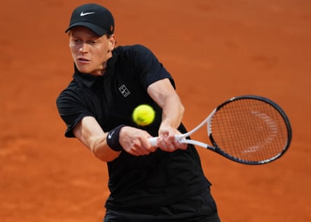 Italy's Jannik Sinner in action during his quarter-final match against Norway's Casper Ruud