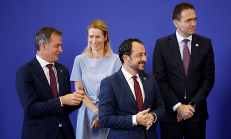 From left: Belgium’s prime minister Alexander De Croo; Estonia’s PM, Kaja Kallas; Cyprus president, Nikos Christodoulides; and Slovakia’s PM, Ľudovít Ódor.