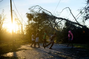 Downed trees and power lines in Panama City following Hurricane Michael in 2018.