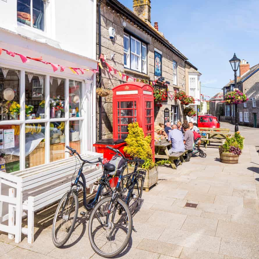 Market Square en St. Just, Cornwall, Inglaterra, Reino Unido.