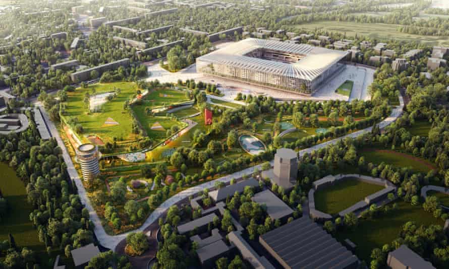 Les images du projet prévu montrent que le nouveau stade sera construit à côté de l'actuel San Siro.