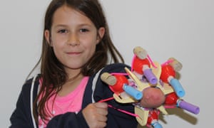 Jordan Reeves, 10, with Project Unicorn, her five-nozzle glitter shooter.