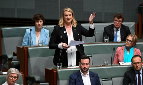 Independent member for North Sydney Kylea Tink makes a statement at the end of Question Time in the House of Representatives at Parliament House in Canberra, Thursday, 7 September, 2023.