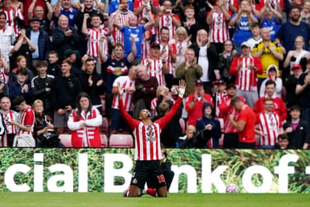 Wilson Isidor celebrates scoring Sunderland’s second on the opening day.