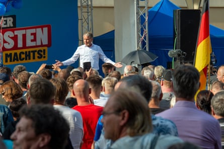 Björn Höcke campaigning for the AfD in the Thuringia state elections in August.