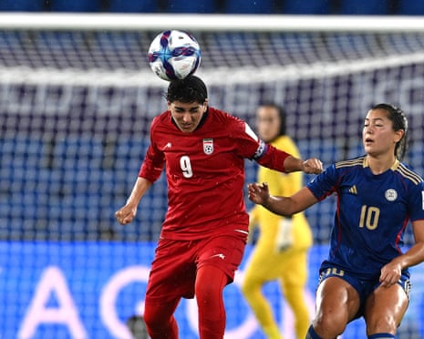 Iran captain Zahra Ghanbari, left, during the Women’s Asian Cup