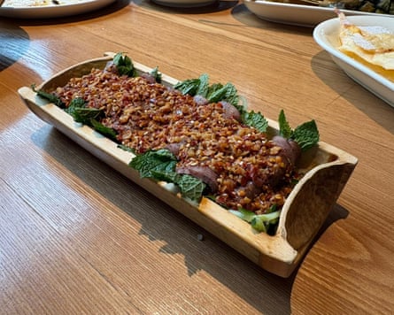 Beef rolls with mint at In and Out in Beijing