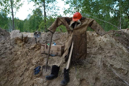 Damage and military remains from soldiers after Russian troops’ withdrawal in Chornobyl, Ukraine.