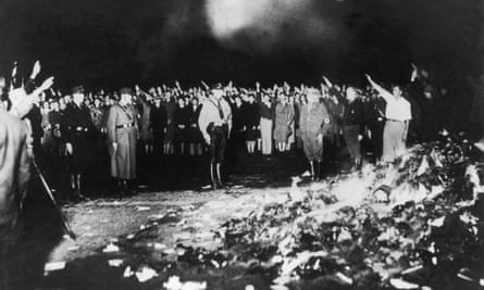 ‘Few first editions remain’ … a Nazi book burning in Berlin, around 1933.