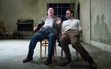 Elements of the farcical … Nick Holder as Vanya and Jason Merrells as Astrov in Uncle Vanya at Home, Manchester.