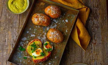 Yotam Ottolenghi’s jacket potatoes with egg and tonnato sauce.