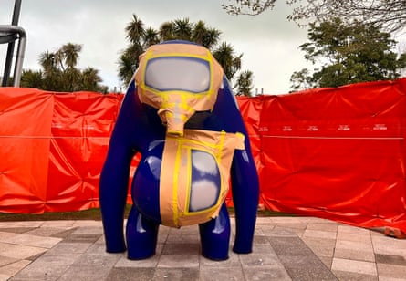 The vandalised Cast in Blue under repair in Mount Gambier.