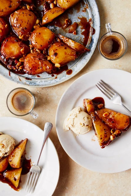 Chetna Makan's pear, chocolate, star anise and hazelnut tart tarte tatin.