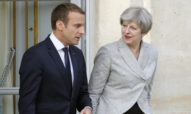 Emmanuel Macron receives Theresa May at the Élysée Palace earlier this year.