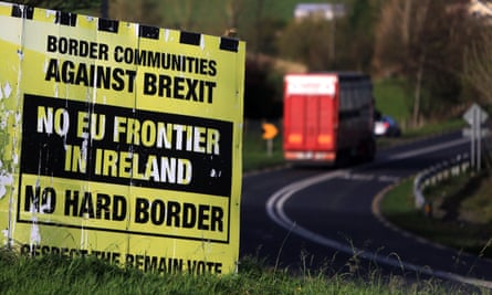 A weathered Border Communities Against Brexit billboard is seen close to the Letterkenny - Strabane border in the Irish Republic.