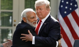 India’s prime minister, Narendra Modi, greets US president Donald Trump in 2017.