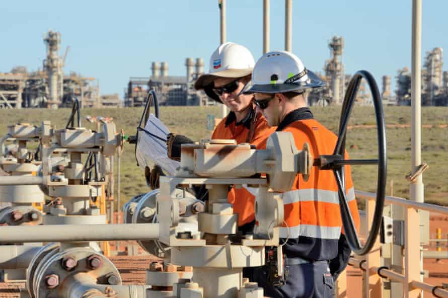 Chevron Australia personnel at the Gorgon facility on Barrow Island, Western Australia.
