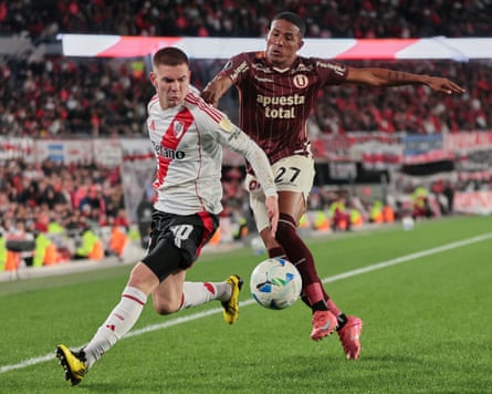 River Plate’s Franco Mastantuono (left) has been heavily linked with a move to Real Madrid.