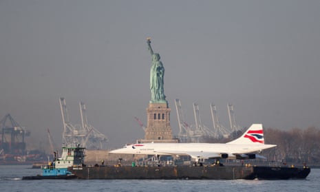 The Concorde supersonic jet is carried on a barge along the Hudson River to its resting place at the Intrepid Museum in New York City<br>The Concorde supersonic jet is carried on a barge along the Hudson River past the Statue of Liberty, to its resting place at the Intrepid Museum in New York City, U.S., March 14, 2024. REUTERS/Brendan McDermid TPX IMAGES OF THE DAY