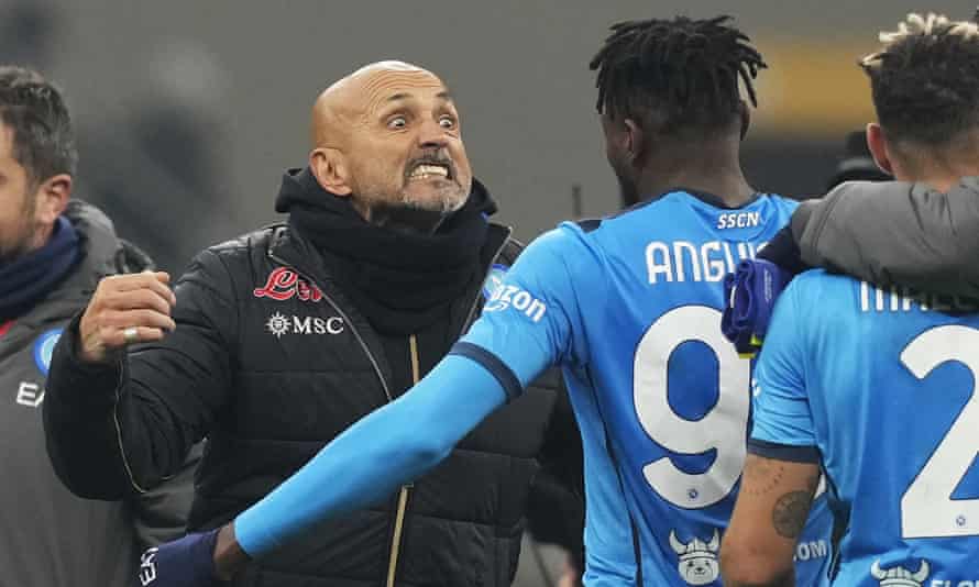 Napoli’s manager, Luciano Spalletti, enjoys December’s win at Milan.
