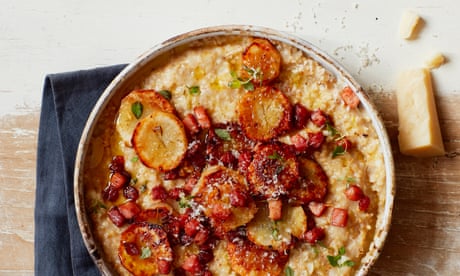Thomasina Miers' recipe for oaty ‘risotto’ with pancetta