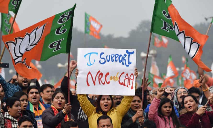 BJP supporters at a rally in New Delhi in December 2019.