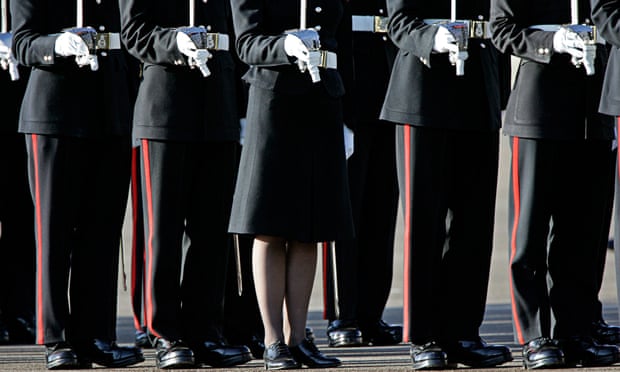 Male and female officer cadets at Sandhurst Royal Military Academy.