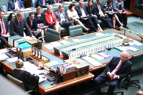 The prime minister Scott Morrison during question time