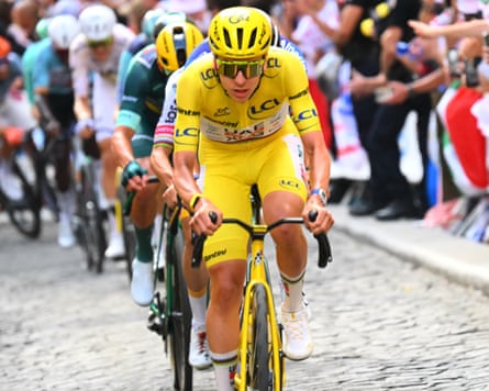 Tadej Pogacar pictured in the Tour de France in July