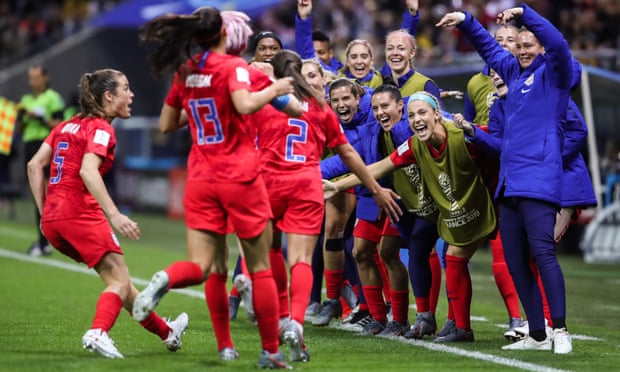 The US celebrate during their 13-0 win over Thailand