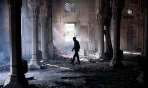 The burnt-out mosque at Rabaa al-Adawiya, Cairo, 15 August 2013