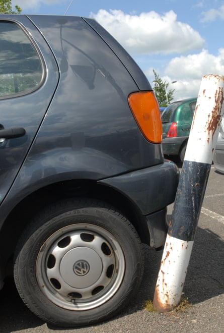 A car reversed into a post