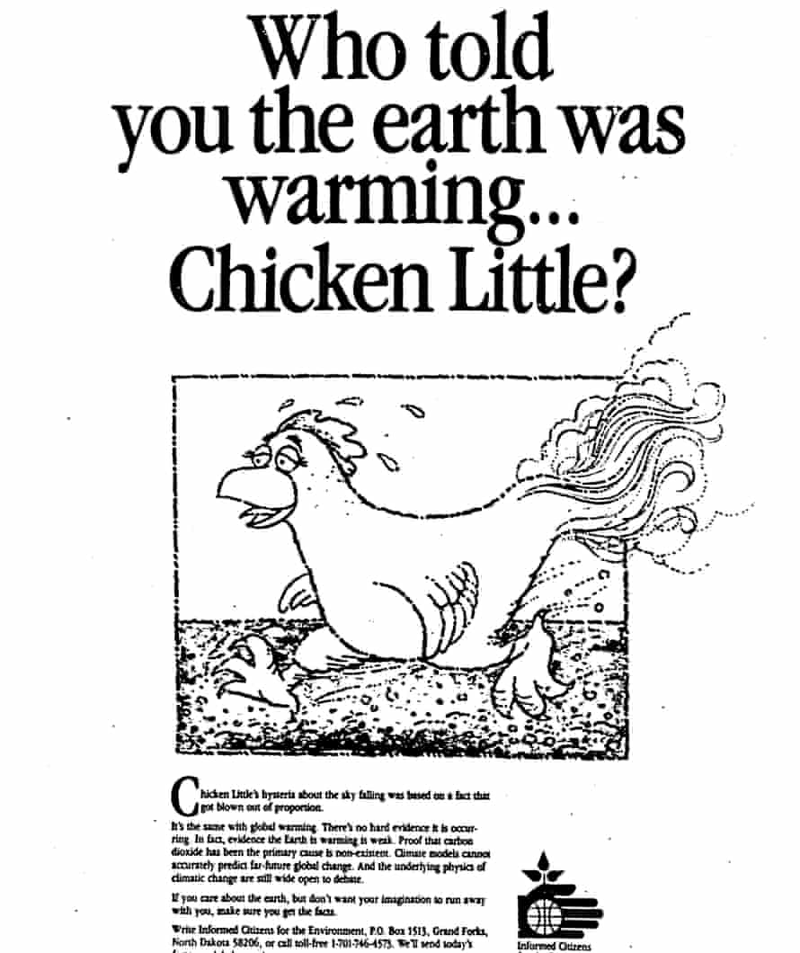 Poinformowani obywatele dla środowiska, 1991: "Kto ci powiedział, że Ziemia robi się coraz gorętsza... Kurczak?"