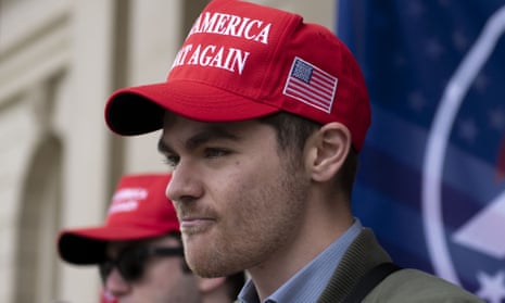 Nick Fuentes, shown in November 2020, had dinner at Mar-a-Lago with Donald Trump and Kanye West. Fuentes has since said the future of the country ‘isn’t Donald Trump’.