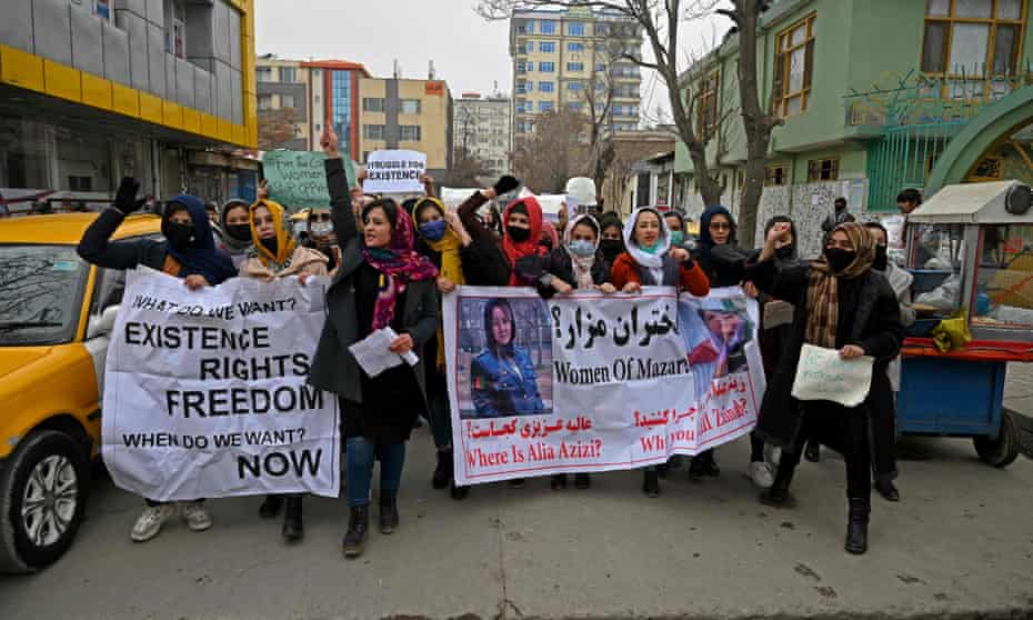 Women's rights protesters in Kabul