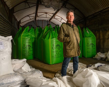 James Cox in the farm's fertiliser store
