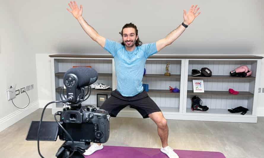 Joe Wicks during one of his lockdown live PE classes.