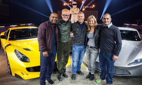 Top Gear presenters Rory Reid , Chris Evans, Matt LeBlanc, Sabine Schmitz and Chris Harris