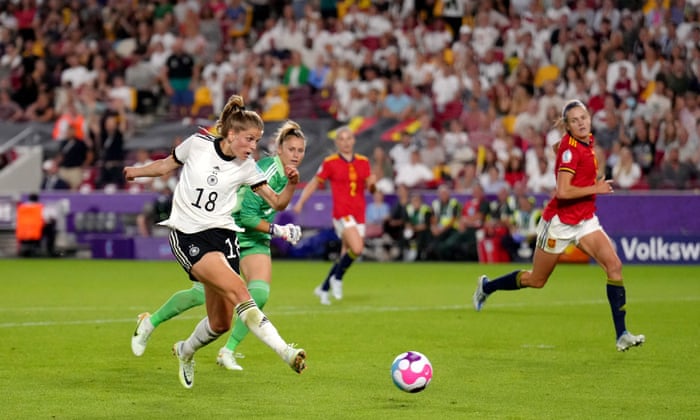Germany's Tabea Wassmuth scores but the goal is disallowed for offside.