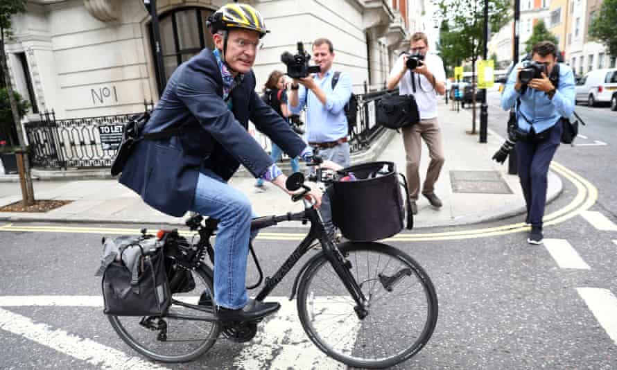Jeremy Vine leaves Broadcasting House, London.
