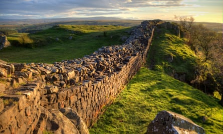 Evening Light on Hadrian’s WallA stretch of Hadrian’s Wall at Walton’s Crags in Northumberland, England, coloured by the setting sun