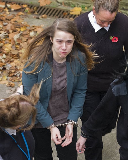 Gayle Newland is taken to prison after her first trial. That conviction was overturned.