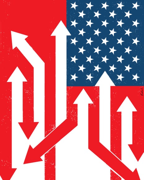 US flag with arrows for Review magazine cover