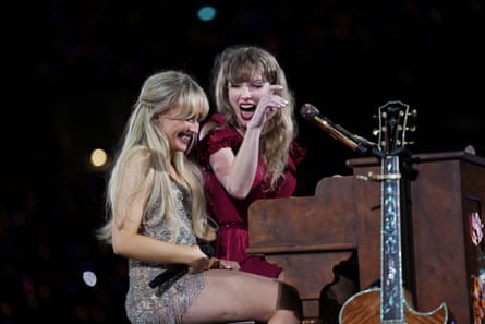 Performing with Taylor Swift on the Eras tour, in Sydney.
