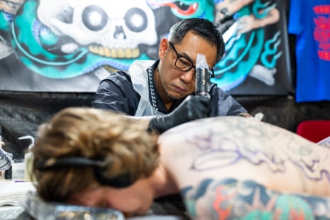 Japanese artist Ichi Hatano concentrates on Hugh’s back piece