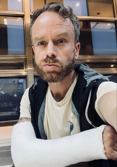 Gary Nunn after breaking his wrist mountain biking in Peru