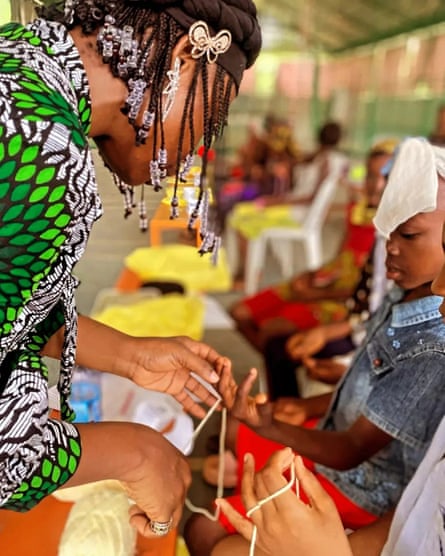 Girls at the Chinua foundation taking part in craft training.